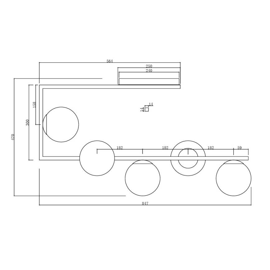 Ondaluce - Lampadario a stelo MONILE 5xE14/10W/230V nero/fumé