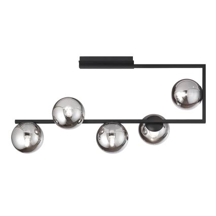 Ondaluce - Lampadario a stelo MONILE 5xE14/10W/230V nero fumé nero