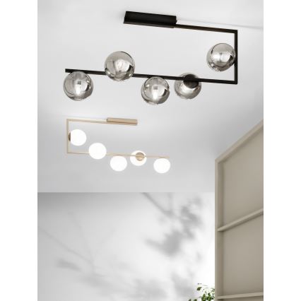 Ondaluce - Lampadario a stelo MONILE 5xE14/10W/230V nero fumé nero