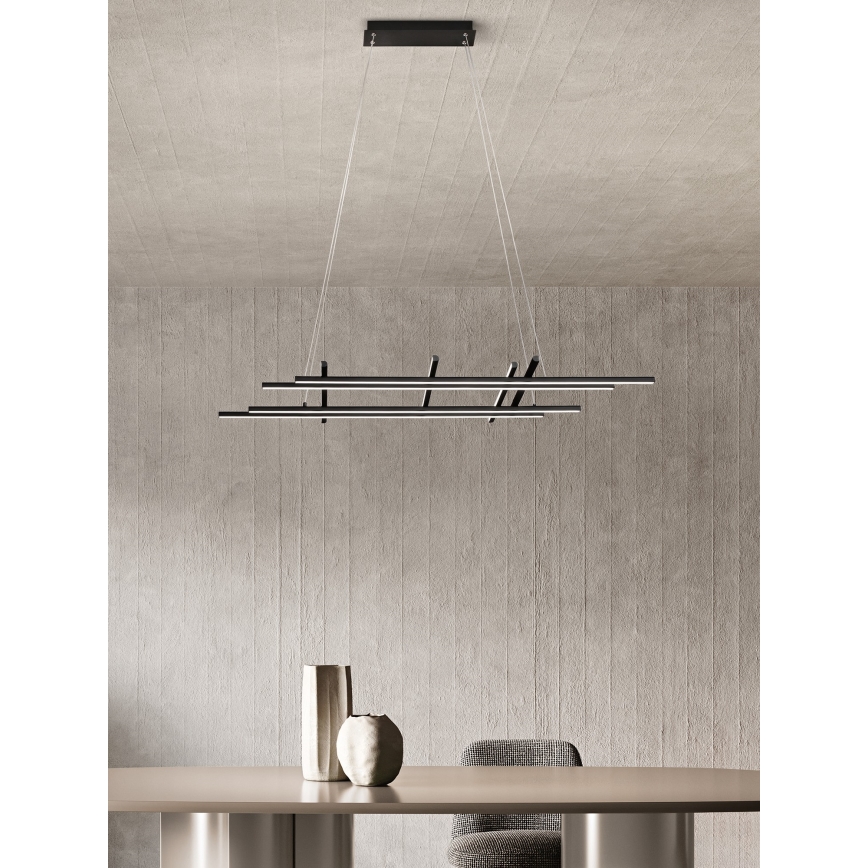 Ondaluce - Lampadario dimmerabile a sospensione su cavo MOVIDA LED/114W/230V nero