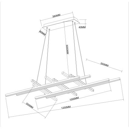 Ondaluce - Lampadario dimmerabile a sospensione su cavo MOVIDA LED/114W/230V nero