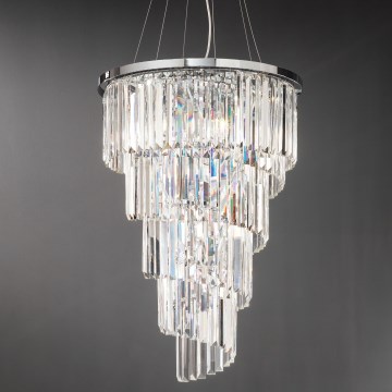 Ondaluce - Lampadario in cristallo con cavo ALEXANDER 7xE14/10W/230V Ø 50 cm cromo lucido