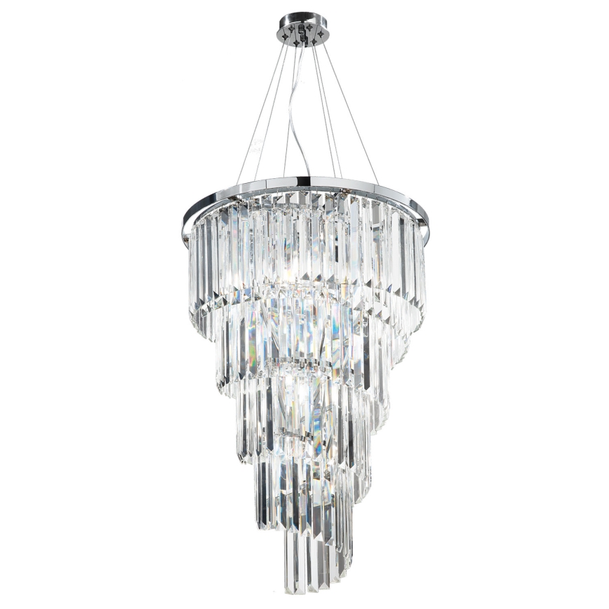 Ondaluce - Lampadario sospeso in cristallo con cavo ALEXANDER 10xE14/10W/230V Ø 50 cm cromo lucido