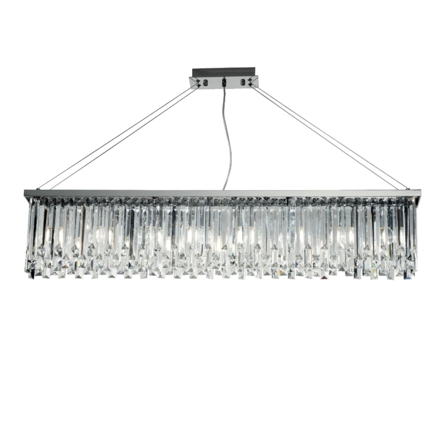 Ondaluce - Lampadario in cristallo sospeso con cavo BATIDA 8xE14/10W/230V cromo lucido