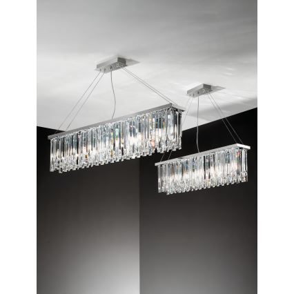 Ondaluce - Lampadario in cristallo sospeso con cavo BATIDA 8xE14/10W/230V cromo lucido
