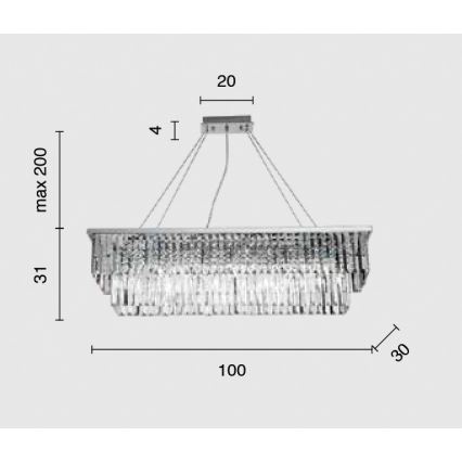 Ondaluce - Lampadario in cristallo sospeso con cavo DAIQUIRI 8xE14/10W/230V finitura cromo lucido