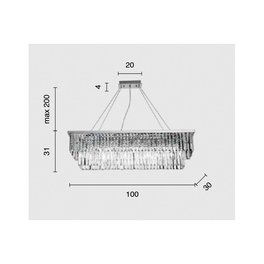 Ondaluce - Lampadario in cristallo sospeso con cavo DAIQUIRI 8xE14/10W/230V finitura cromo lucido