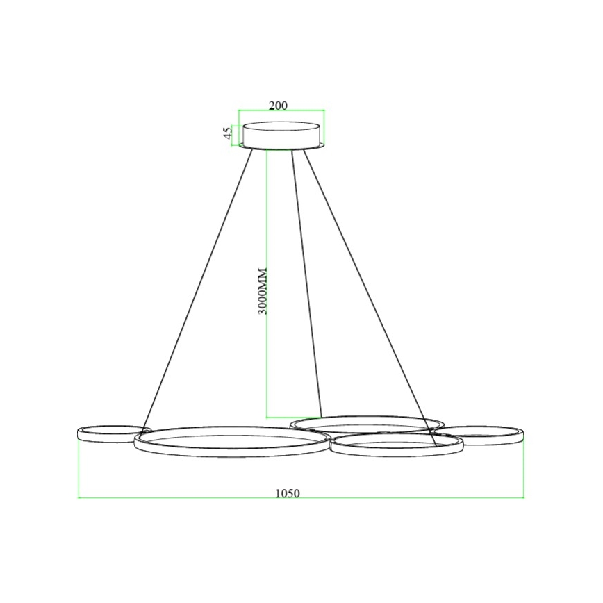 Ondaluce - Lampadario LED dimmerabile a cavo POIS LED/60W/230V dorato