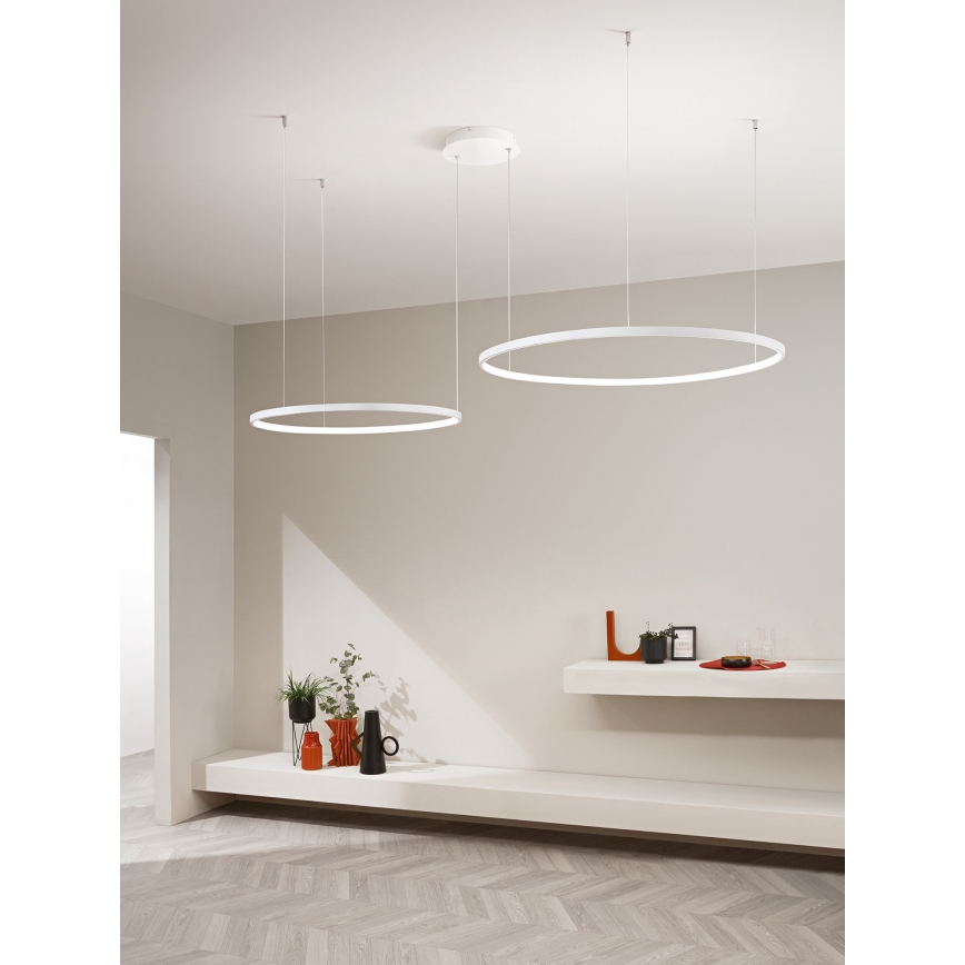 Ondaluce - Lampadario LED dimmerabile su cavo SOEL LED/28W/230V + LED/38W 3000/4000K Ø 80/60 cm bianco