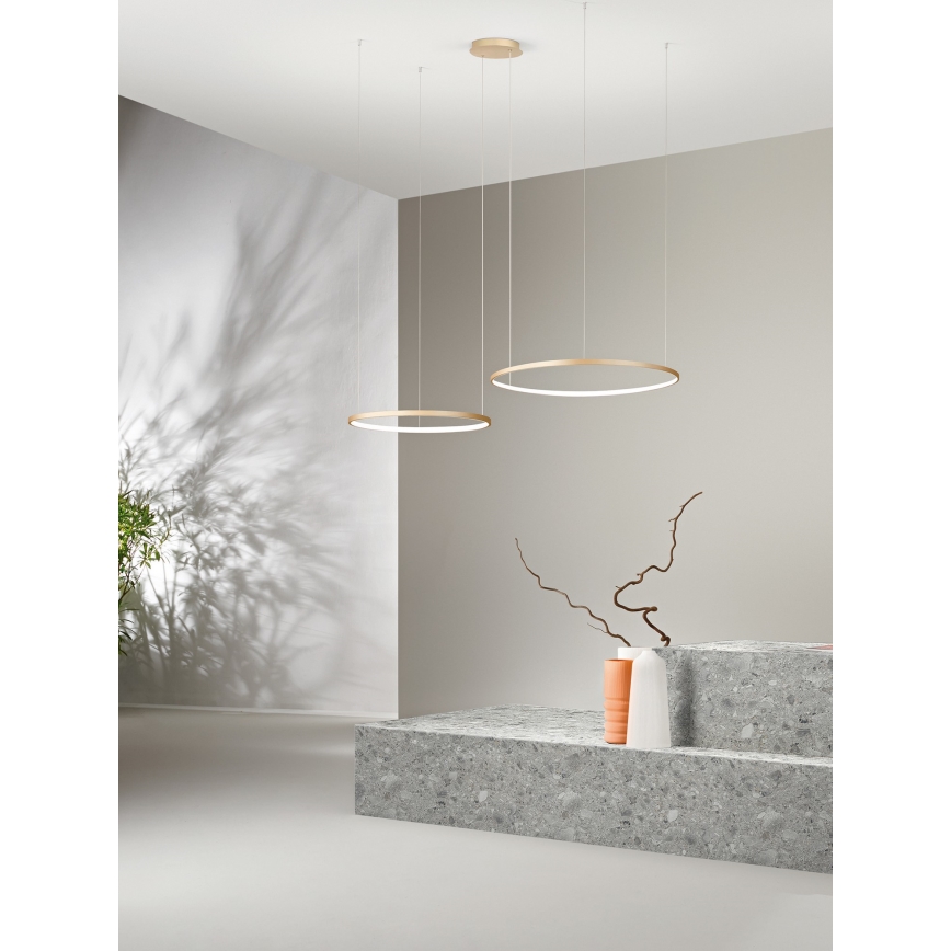 Ondaluce - Lampadario LED dimmerabile a cavo SOEL LED/28W/230V + LED/38W Ø 80/60 cm oro