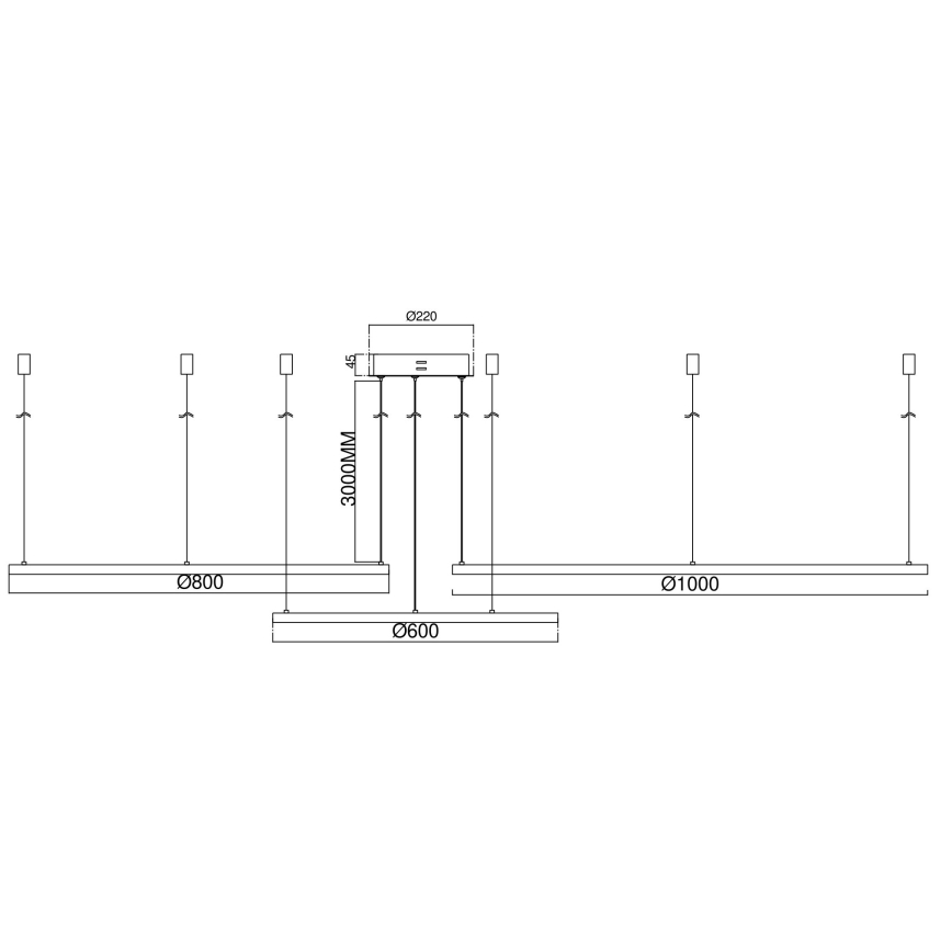 Ondaluce - Lampadario LED dimmerabile a cavo SOEL LED/28W/230V + LED/38W Ø 80/60 cm oro