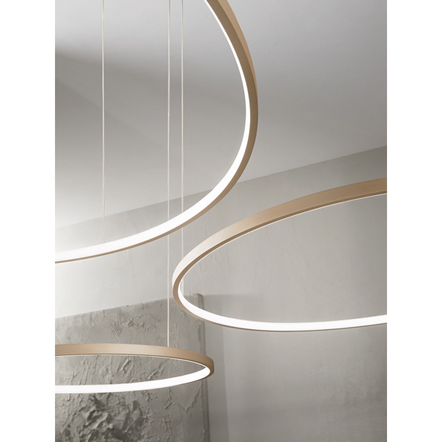 Ondaluce - Lampadario LED dimmerabile a cavo SOEL LED/28W/230V pr. 60 cm oro