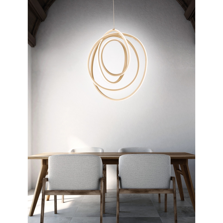 Ondaluce - Lampadario LED dimmerabile a sospensione con cavo GOLDEN LED/50W/230V, finitura dorata