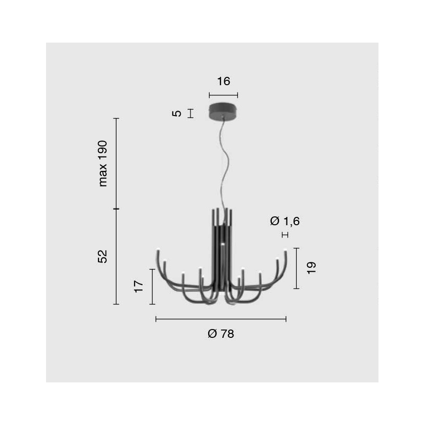 Ondaluce - Lampadario LED dimmerabile a sospensione con cavo NOUVEAU LED/35W/230V nero