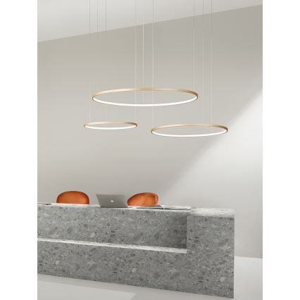 Ondaluce - Lampadario LED dimmerabile a sospensione con cavo SOEL LED/38W/230V Ø 80 cm, finitura oro