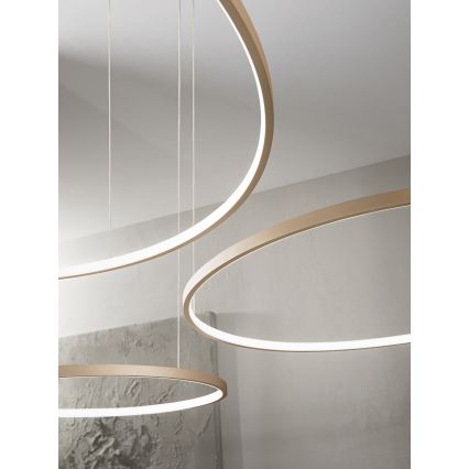 Ondaluce - Lampadario LED dimmerabile a sospensione con cavo SOEL LED/38W/230V Ø 80 cm, finitura oro