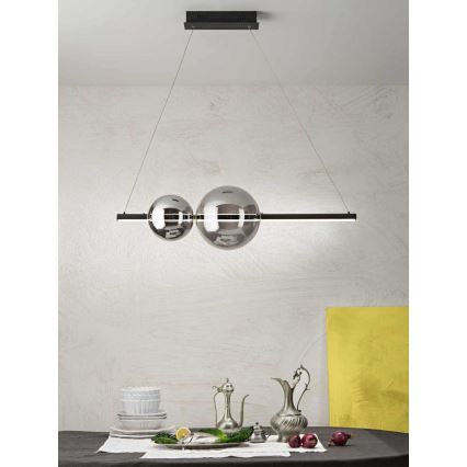 Ondaluce - Lampadario LED dimmerabile a sospensione su cavo FUFI LED/40W/230V nero fumé nero