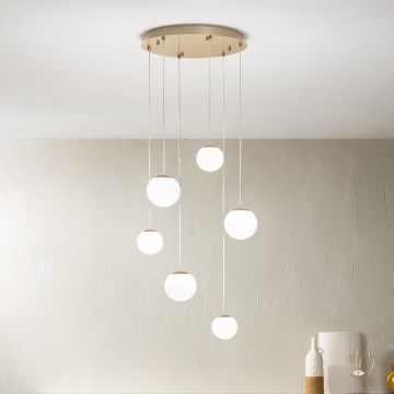Ondaluce - Lampadario LED sospeso su cavo SANTOS LED/48W/230V Ø 45 cm oro/bianco