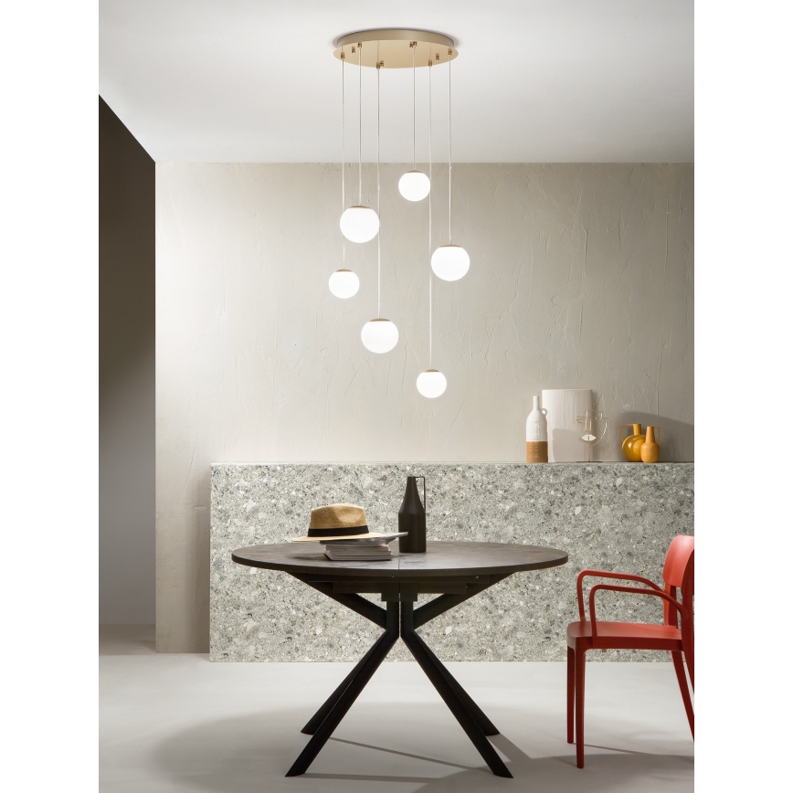 Ondaluce - Lampadario LED sospeso su cavo SANTOS LED/48W/230V Ø 45 cm oro/bianco
