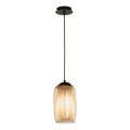 Ondaluce - Lampadario sospeso a cavo BONNIE 1xE27/15W/230V Ø 15,5 cm nero/beige fumé