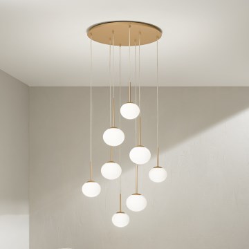Ondaluce - Lampadario sospeso con cavo JEWEL 8xE14/10W/230V Ø 70 cm oro/bianco