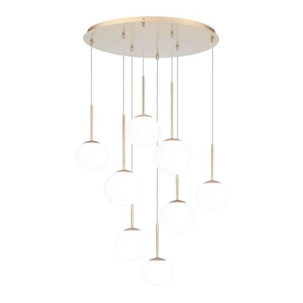 Ondaluce - Lampadario sospeso con cavo JEWEL 8xE14/10W/230V Ø 70 cm oro/bianco