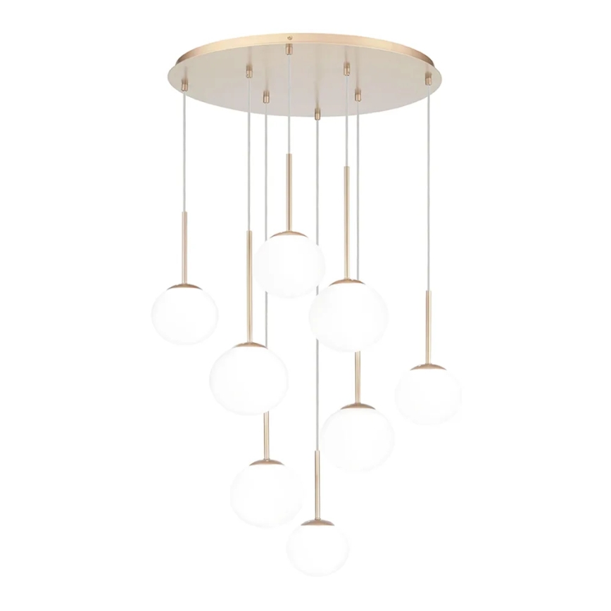 Ondaluce - Lampadario sospeso con cavo JEWEL 8xE14/10W/230V Ø 70 cm oro/bianco