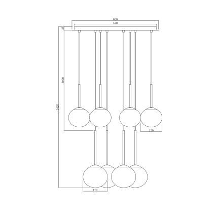 Ondaluce - Lampadario sospeso con cavo JEWEL 8xE14/10W/230V Ø 70 cm oro/bianco