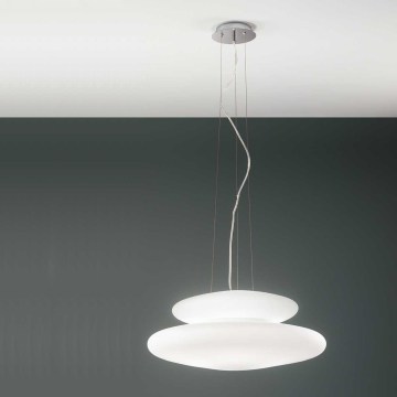Ondaluce - Lampadario sospeso con cavo PAGODA 3xE27/15W/230V + 2xE27/15W Ø 50 cm bianco