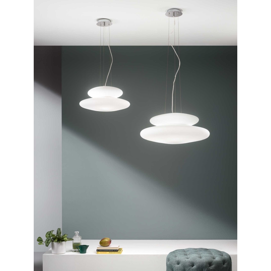 Ondaluce - Lampadario sospeso con cavo PAGODA 3xE27/15W/230V + 2xE27/15W Ø 50 cm bianco