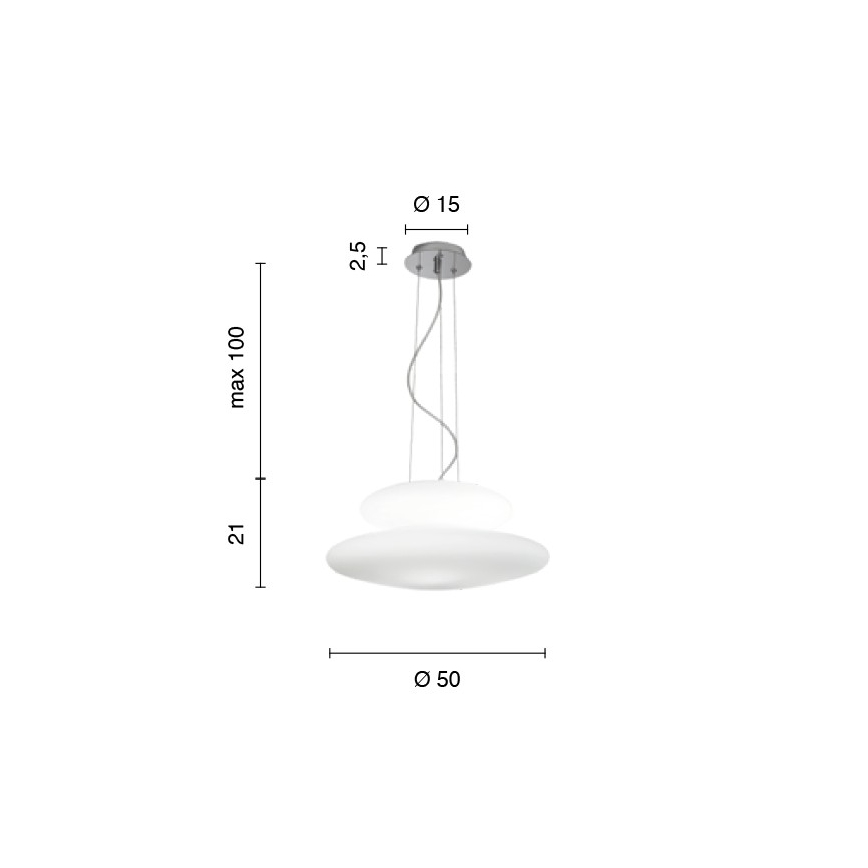 Ondaluce - Lampadario sospeso con cavo PAGODA 3xE27/15W/230V + 2xE27/15W Ø 50 cm bianco