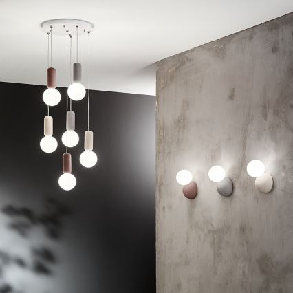 Ondaluce - Lampadario sospeso con cavo ROCK 6xG9/7W/230V Ø 35 cm cemento/marrone/grigio/bianco