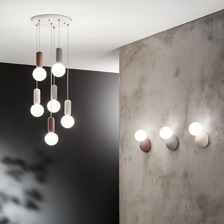Ondaluce - Lampadario sospeso con cavo ROCK 6xG9/7W/230V Ø 35 cm cemento/marrone/grigio/bianco