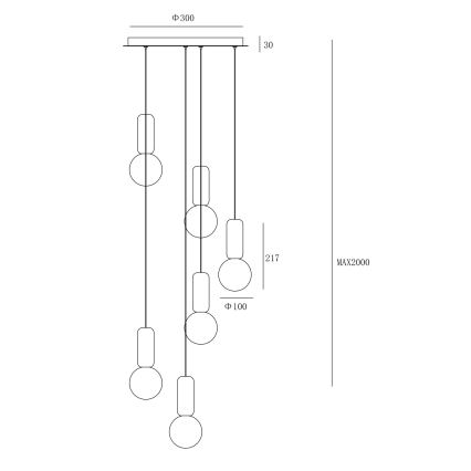 Ondaluce - Lampadario sospeso con cavo ROCK 6xG9/7W/230V Ø 35 cm cemento/marrone/grigio/bianco