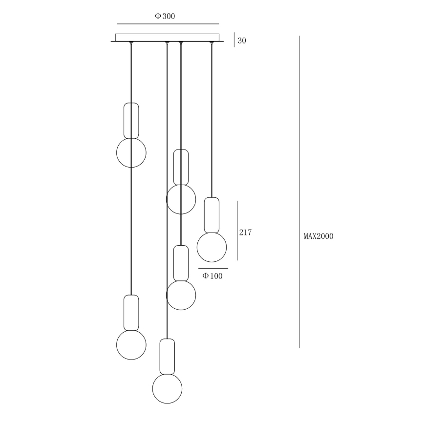 Ondaluce - Lampadario sospeso con cavo ROCK 6xG9/7W/230V Ø 35 cm cemento/marrone/grigio/bianco