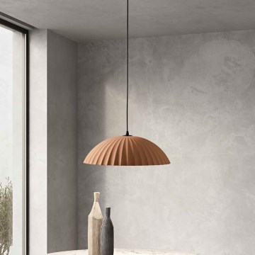 Ondaluce - Lampadario sospeso con cavo RUSTIC 1xE27/15W/230V Ø 50 cm cemento/marrone