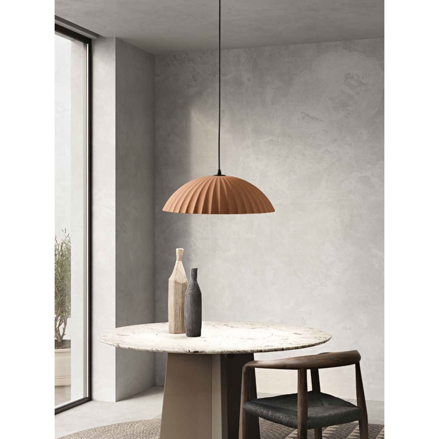 Ondaluce - Lampadario sospeso con cavo RUSTIC 1xE27/15W/230V Ø 50 cm cemento/marrone
