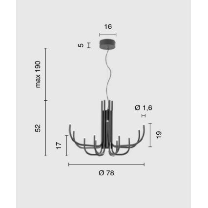 Ondaluce - Lampadario sospeso dimmerabile a cavo NOUVEAU LED/35W/230V Ø 78 cm, dorato