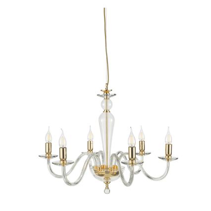 Ondaluce - Lampadario sospeso PAGANINI 6xE14/10W/230V Ø 70 cm oro/trasparente