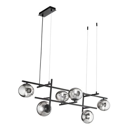 Ondaluce - Lampadario sospeso su cavo JEWEL 6xE14/10W/230V nero fumé