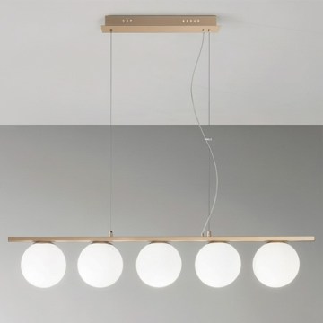 Ondaluce - Lampadario sospeso su cavo MONILE 5xE14/10W/230V oro/bianco