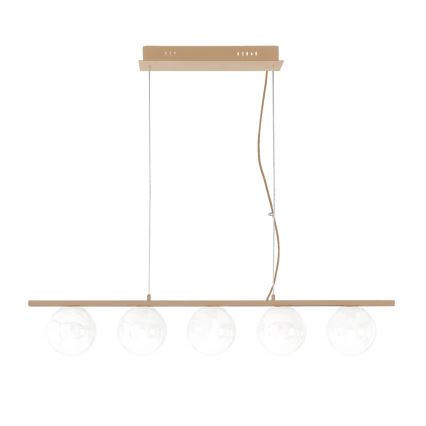 Ondaluce - Lampadario sospeso su cavo MONILE 5xE14/10W/230V oro/bianco