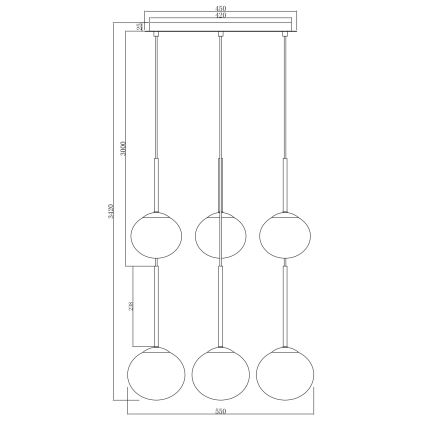 Ondaluce - Lampadario su cavo JEWEL 6xE14/10W/230V Ø 55 cm nero/nero fumé
