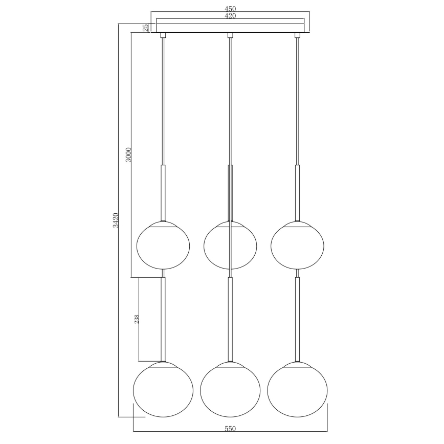 Ondaluce - Lampadario su cavo JEWEL 6xE14/10W/230V Ø 55 cm nero/nero fumé