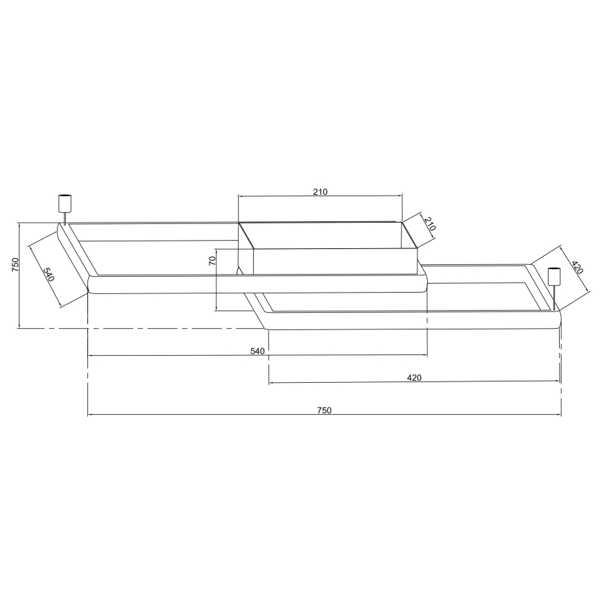 Ondaluce - Plafoniera dimmerabile a LED DOWEL LED/60W/230V 75x75 cm argento