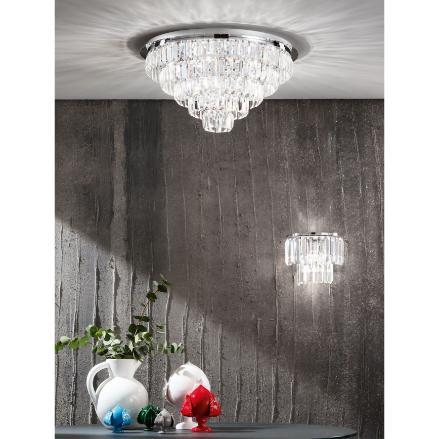 Ondaluce - Plafoniera in cristallo CASTLE 12xG9/7W/230V Ø 60 cm cromo lucido