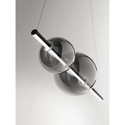 Ondaluce - Sospensione dimmerabile a cavo FUFI LED/40W/230V nero/fumé
