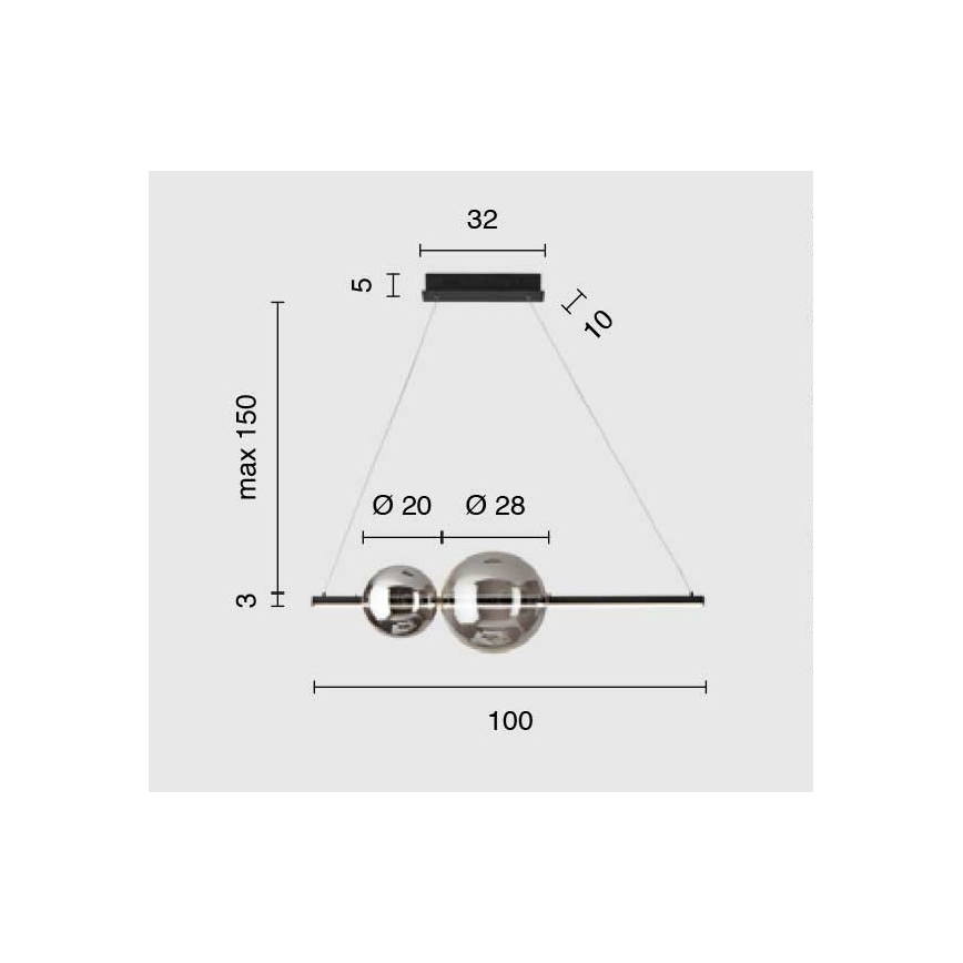 Ondaluce - Sospensione dimmerabile a cavo FUFI LED/40W/230V nero/fumé