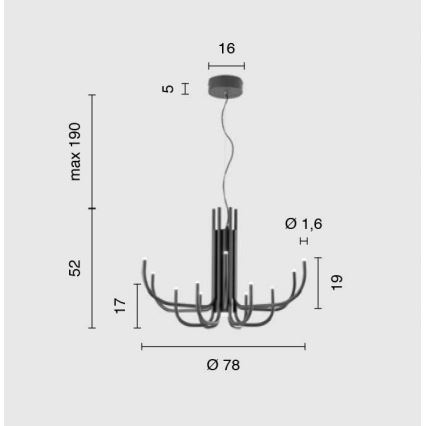 Ondaluce - Sospensione LED dimmerabile su cavo NOUVEAU LED/35W/230V Ø 78 cm nero