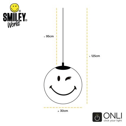 ONLI - Lampada a sospensione per bambini SMILEY su cavo 1xE27/15W/230V bianco